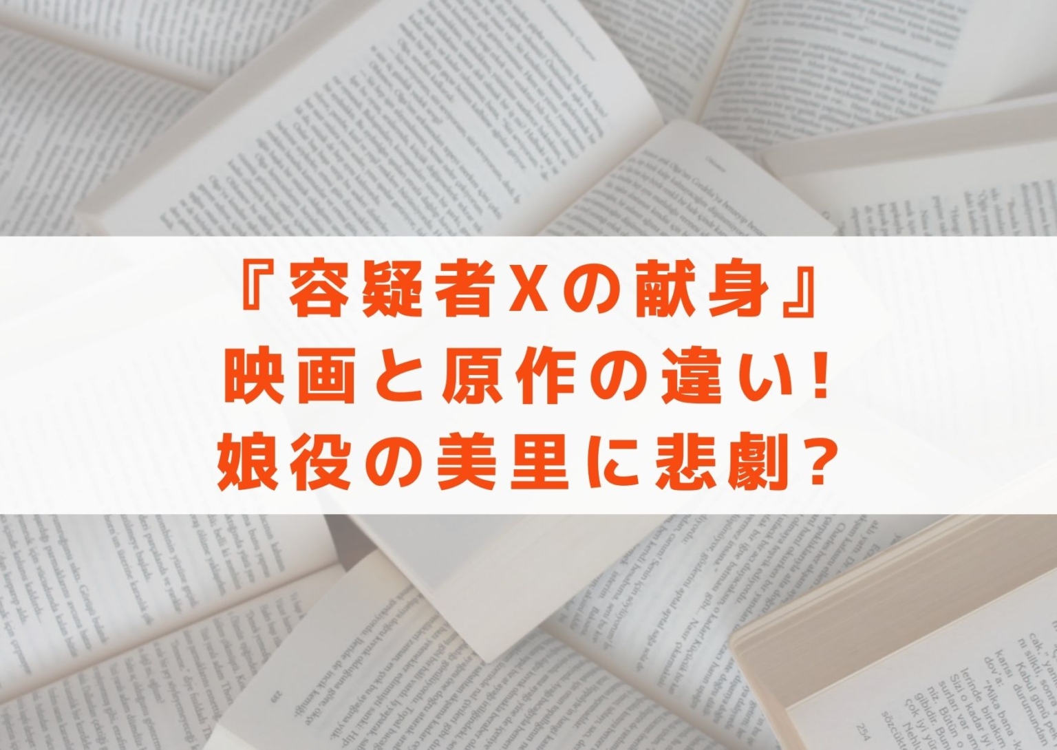 容疑者Xの献身の映画と原作の違い!娘役の美里に悲劇? | シネマアップデート!!