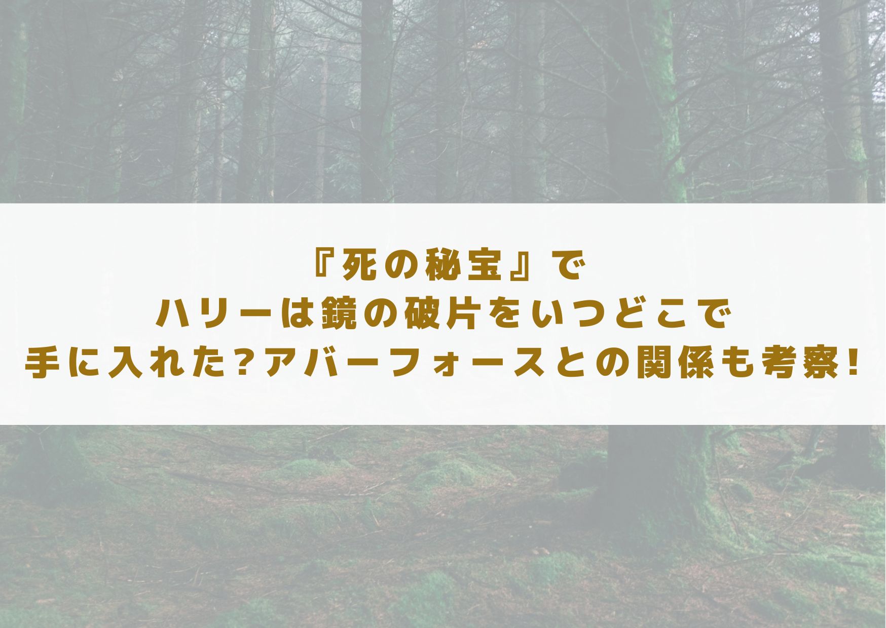 ハリー・ポッターと死の秘宝　鏡の破片　鏡　両面鏡　いつ　どこで手に入れた　アバーフォース　関係　考察