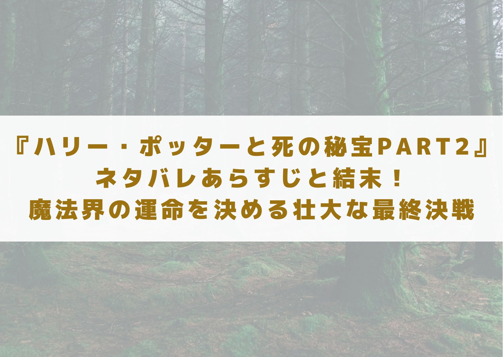 ハリー・ポッターと死の秘宝PART2　ネタバレ　あらすじ　結末　最後　感想